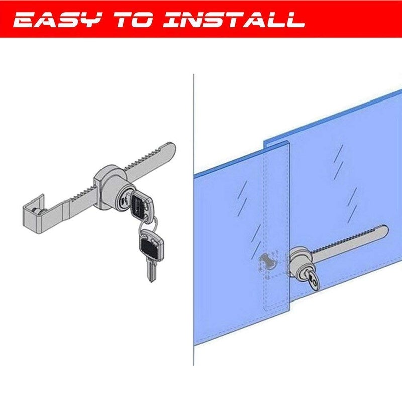 WOOCH Sliding Glass Door Ratchet Lock with Chrome Finish, Keyed Alike Showcase Display - 2 Pack - Image 5